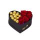 Heart box of 7 red and ferro roses2