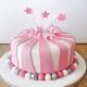 pink silver striped cake